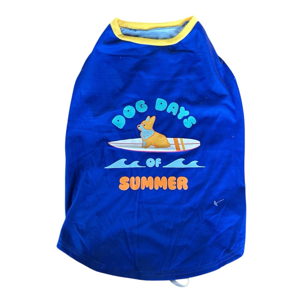 New Top Paw Dog Days Summer corgi surfboard Dog Tee L